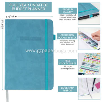 A5 Hardcover Leather Daily Expense Tracker for Home Management